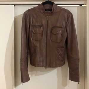 Bagatelle 100% Genuine Leather Moto Collar Coat